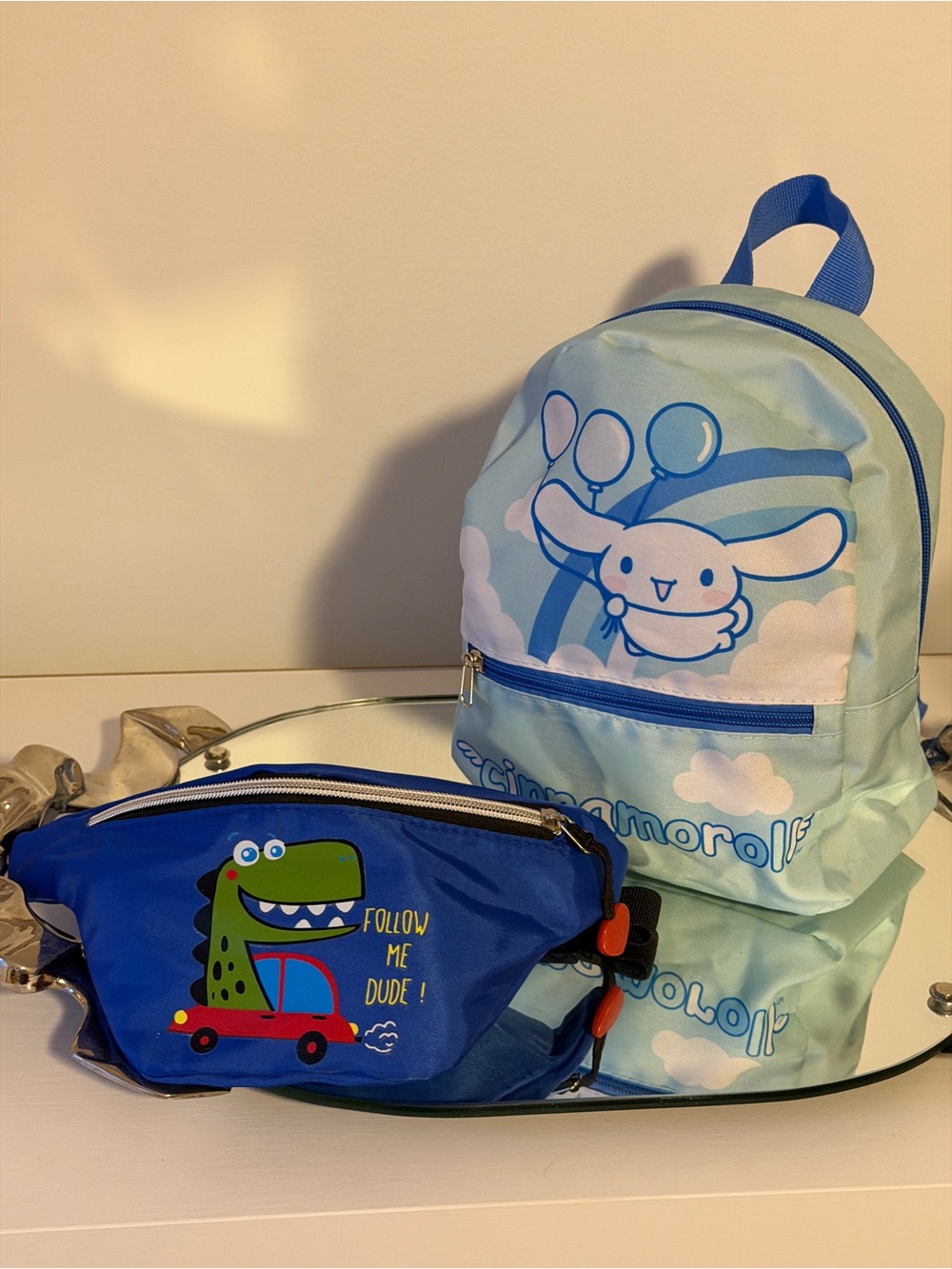 Lot of 2 Toddler Bags Cinnamoroll Mini Backpack & Dino Fanny Pack